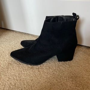 black faux suede ankle boots